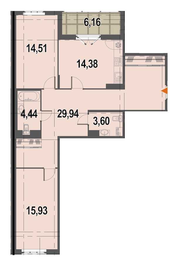 Двухкомнатная квартира в : площадь 86.1 м2 , этаж: 10 – купить в Санкт-Петербурге